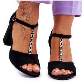 Vinceza Crne Aniya antilop sandale na visoku petu s kubičnim cirkonijem crno