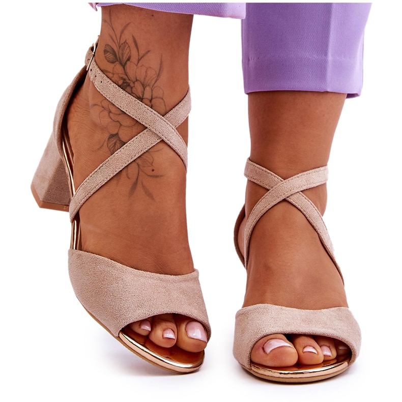 Vinceza Bež Quinn ženske sandale na nisku petu smeđa