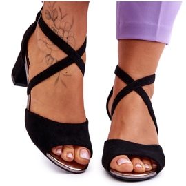 Vinceza Ženske sandale na nisku petu crne Quinn crna