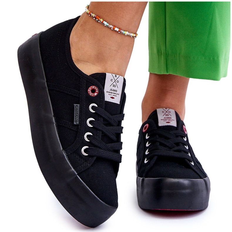 Ženske tenisice s platformom Cross Jeans LL2R4039 crne crno