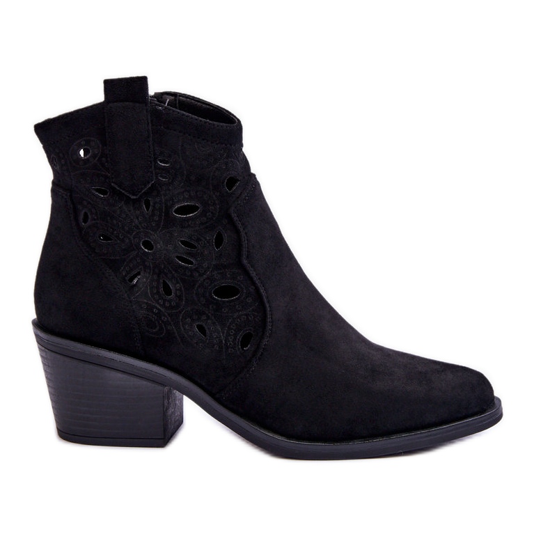 S.Barski Ženske ažurne kaubojske čizme od brušene kože, crni Daxon crno