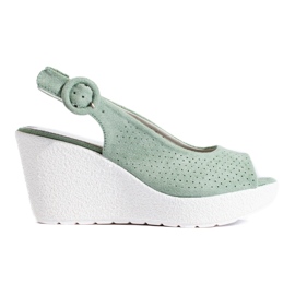 Ženske Shelovet zelene sandale na klin zelena