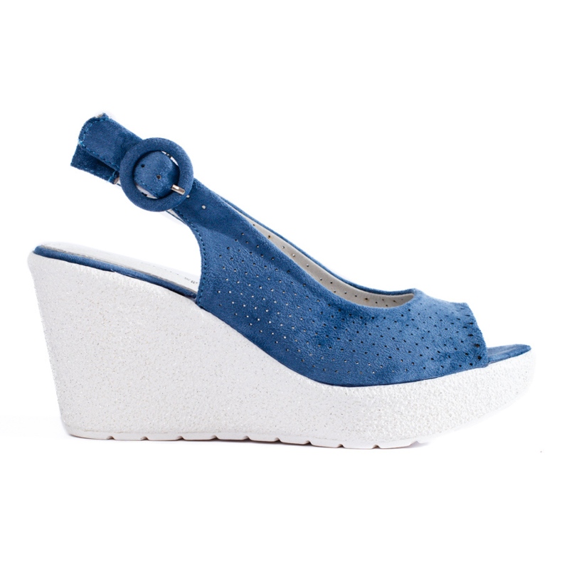 Ženske otvorene sandale na klin Shelovet plava