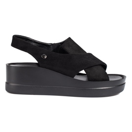 Ženske Shelovet crne sandale na klin crna