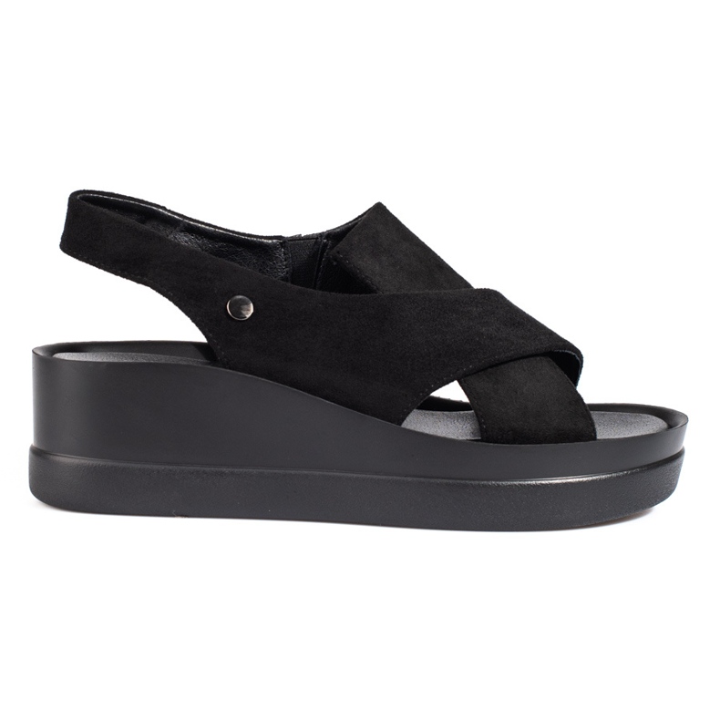 Ženske Shelovet crne sandale na klin crno