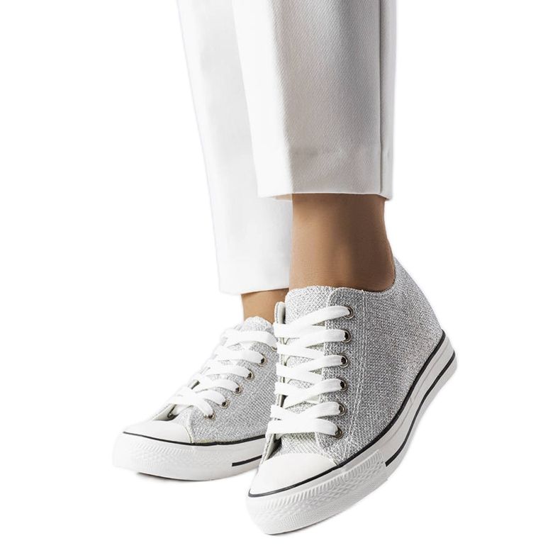 BM Srebrne svjetlucave tenisice na klin s Krete srebro