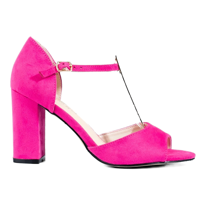 Roze ženske klasične Shelovet sandale na visoku petu ružičasta