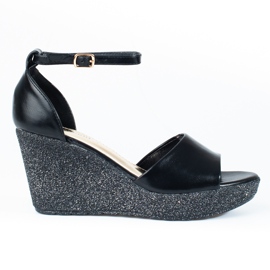 Ženske Shelovet crne sandale na visoke klinove crna