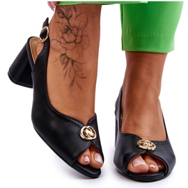 Modne crne kožne sandale crne crna