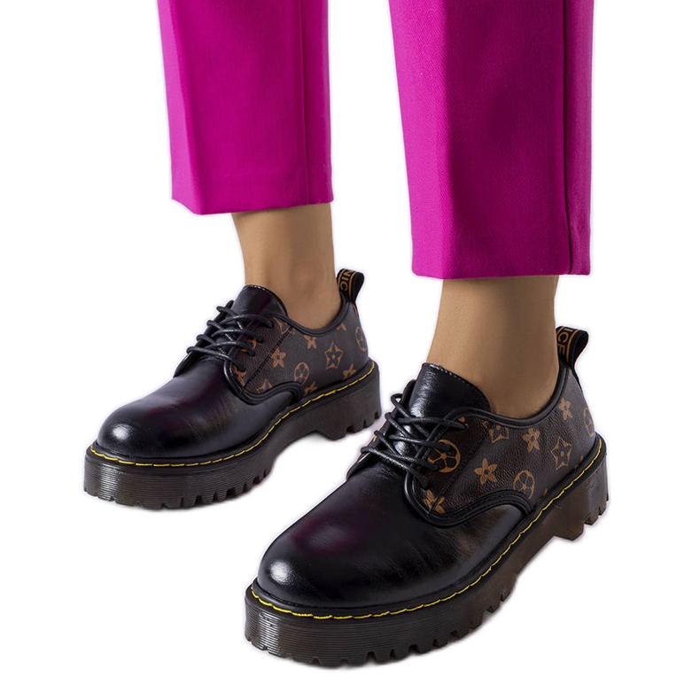 Eugenia crne čizme sa smeđim umetcima crno