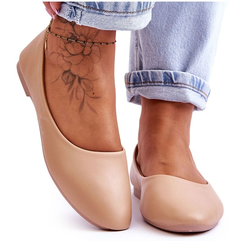 Kožne klasične Stacee bež balerinke