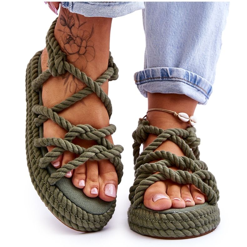 FG2 Ženske modne pletene sandale zelene Tiffanie zelena