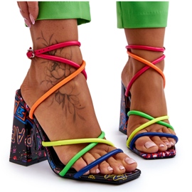Moderne sandale na visoku petu, višebojne Josette raznobojna
