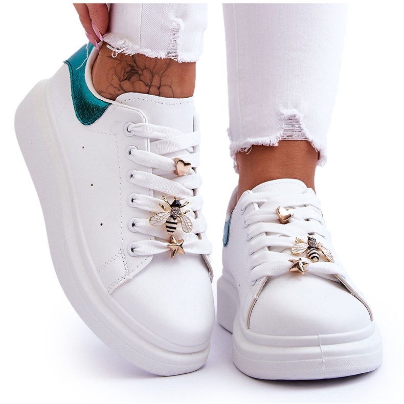 FG2 Ženske sportske cipele na masivnoj platformi Bijelo-zeleni Chante bijela