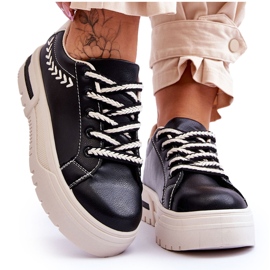 FG2 Udobne ženske sportske cipele na platformu crno-bež Devan crna