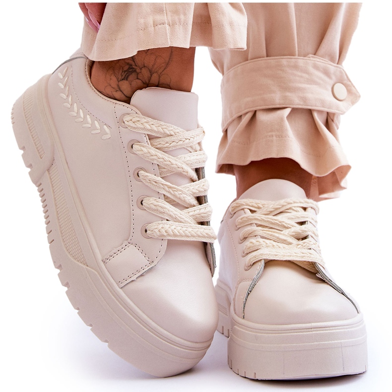 FG2 Udobne ženske sportske cipele s platformom Bež Devan