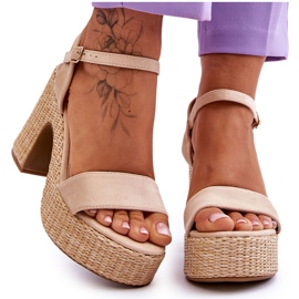 FI1 Udobne antilop sandale na debelu petu bež Elishia smeđa