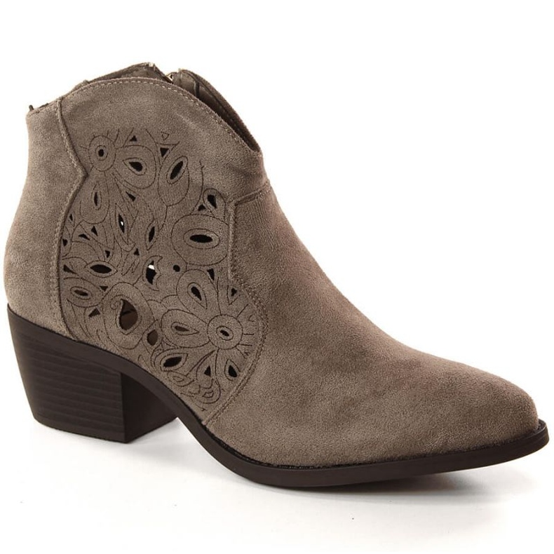 Ažurirane kaubojske čizme od brušene kože Jezzi W JEZ387A bež