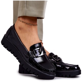 Sergio Leone Lakirane mokasine na crnoj Kjersti platformi crna