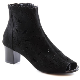 M. DASZYŃSKI Ženske proljetne otvorene čizme s otvorenim prstima crne M.Daszyński MR1954-10 crna