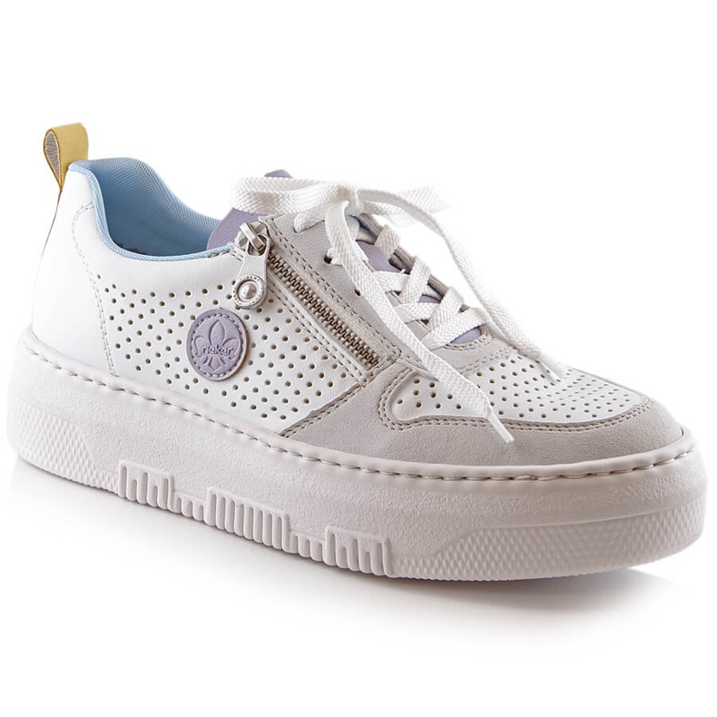 Udobne bijele ažur ženske sportske cipele Rieker M1905-80 bijela