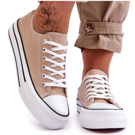 FB2 Ženske tenisice na debelu platformu Bež Ember