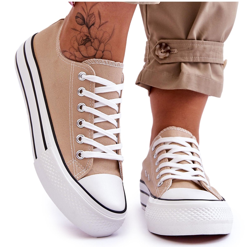 FB2 Ženske tenisice na debelu platformu Bež Ember