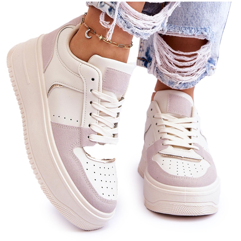 Bexley ženske tenisice s visokom platformom svijetlo bež boje