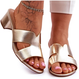 FJ1 Klasične kožne sandale na nisku petu Zlatne Miley zlatni