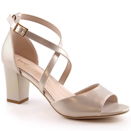 Elegantne ženske satenske zlatne sandale na post Sergio Leone SK862 zlatni