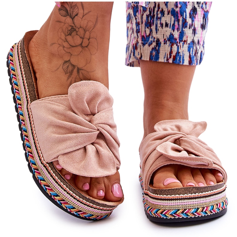 Ženske papuče na masivnu platformu Terisa svjetlo roza ružičasta