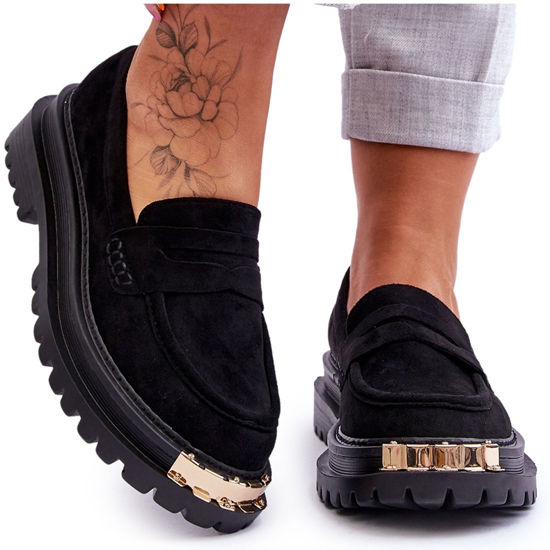 Klasične natikače od brušene kože s crnim Monaro ukrasom crno