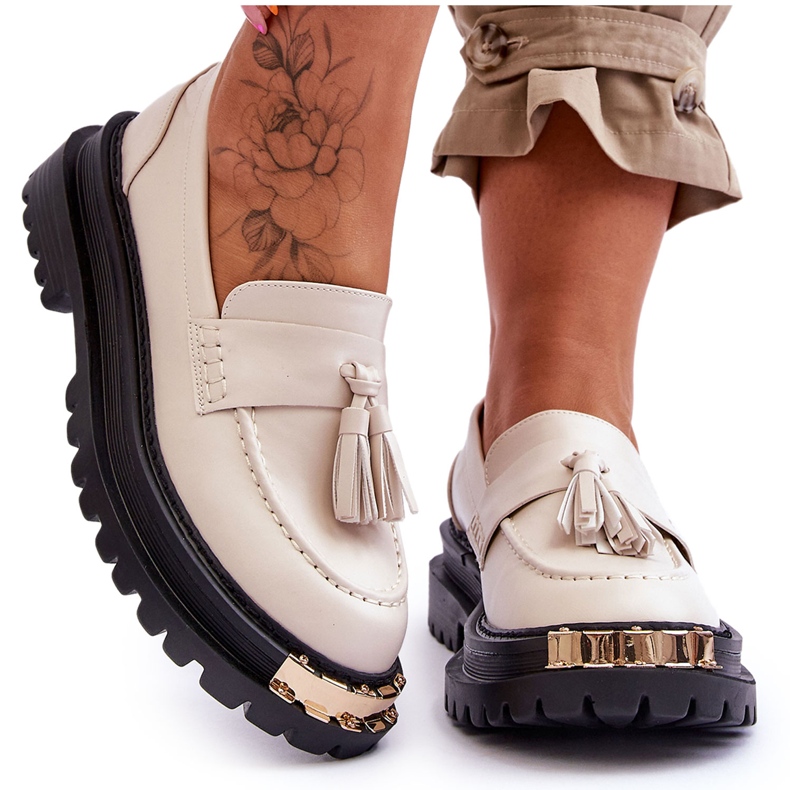 Lonisa Lonis Klasične natikače s resama bež