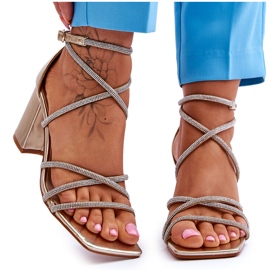 FJ1 Ženske kožne sandale s cirkonskim zlatnim petama Liviano