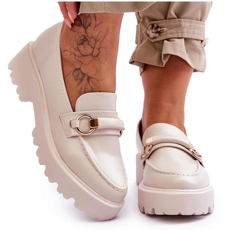 FJ1 Ženske kožne mokasine bež boje Camerin