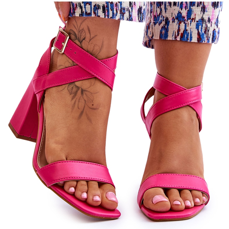 Elegantne Michele sandale boje fuksije na petu ružičasta