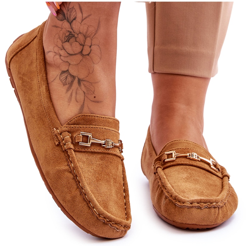 Mokasine od brušene kože sa smeđim Eleina ukrasom smeđa