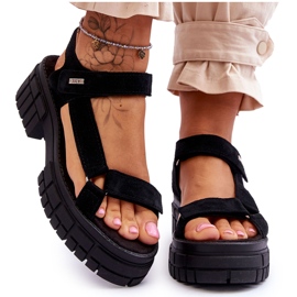 Ženske sandale od brušene kože Big Star LL276035 crne crna