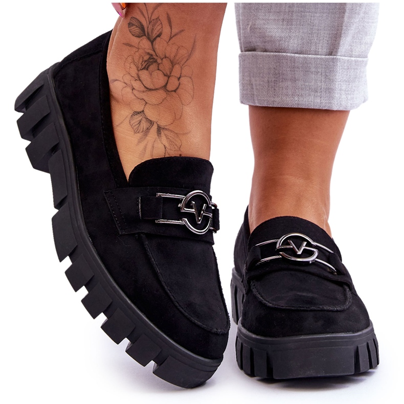 Vinceza Ženske natikače od brušene kože crne Sanvi crno