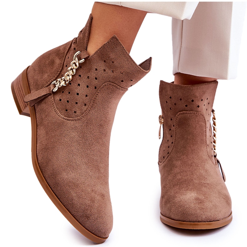 Vinceza Ženske čizme od brušene kože s patentnim zatvaračem Bež Belliano