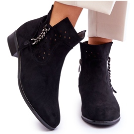 Vinceza Ženske čizme s patentnim zatvaračem od brušene kože crne Belliano crna