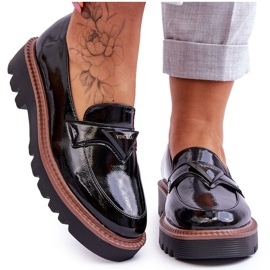 Vinceza Lakirane ženske mokasine s platformom s crnim ukrasom Jonett crna