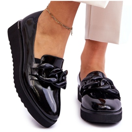 Vinceza Lakirane mokasine na wedge crne Semma crna