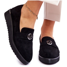 Vinceza Ženske niske mokasine na klin od brušene kože crne Synthia crna