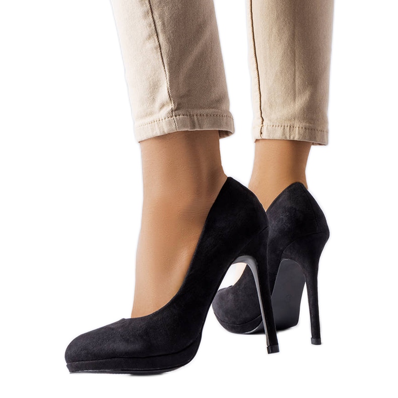 Crne visoke potpetice od eko antilop Bazinet crno