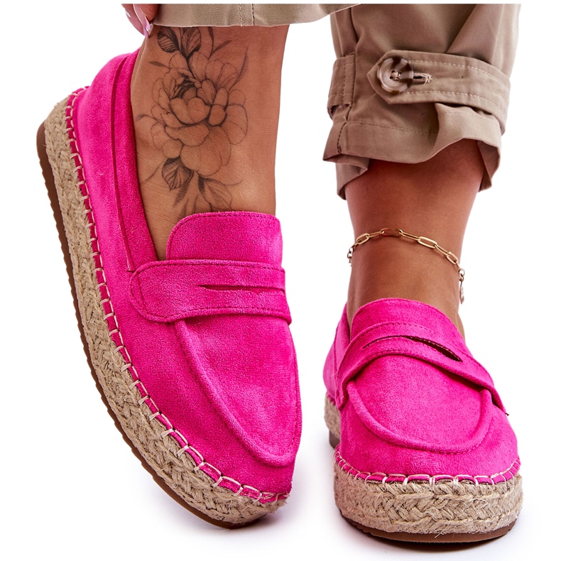 FI1 Ženske espadrile od brušene kože Fuchsia Keyla ružičasta