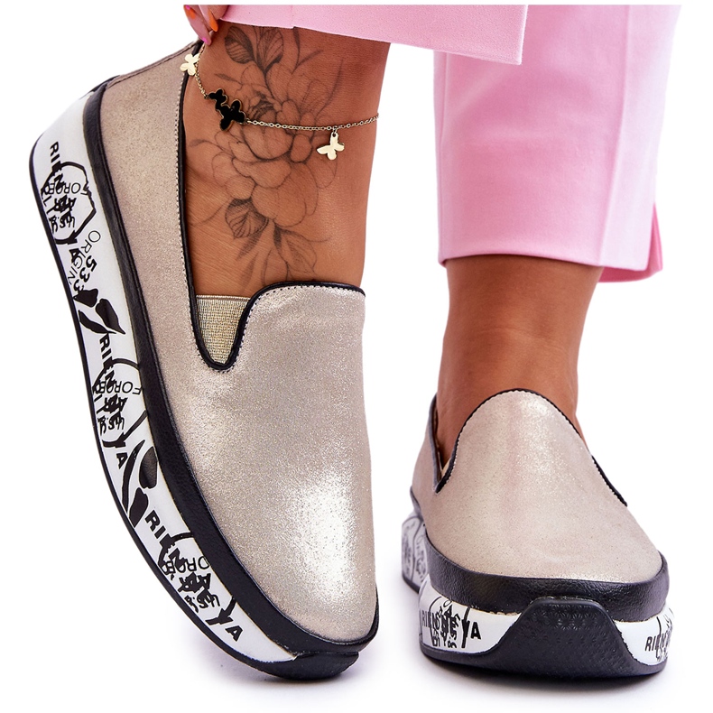 S.Barski Ženske natikače kožne tenisice zlatne Ottavia zlatna