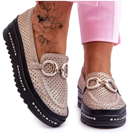 S.Barski Klasične ažurne kožne mokasine sa zlatnim Rendy ukrasom