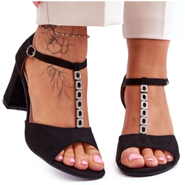 S.Barski Ženske antilop sandale na petu crne Florine crna