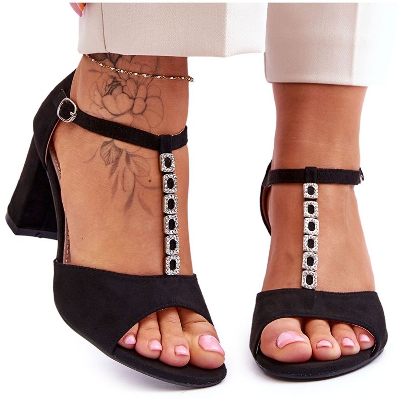 S.Barski Ženske antilop sandale na petu crne Florine crno